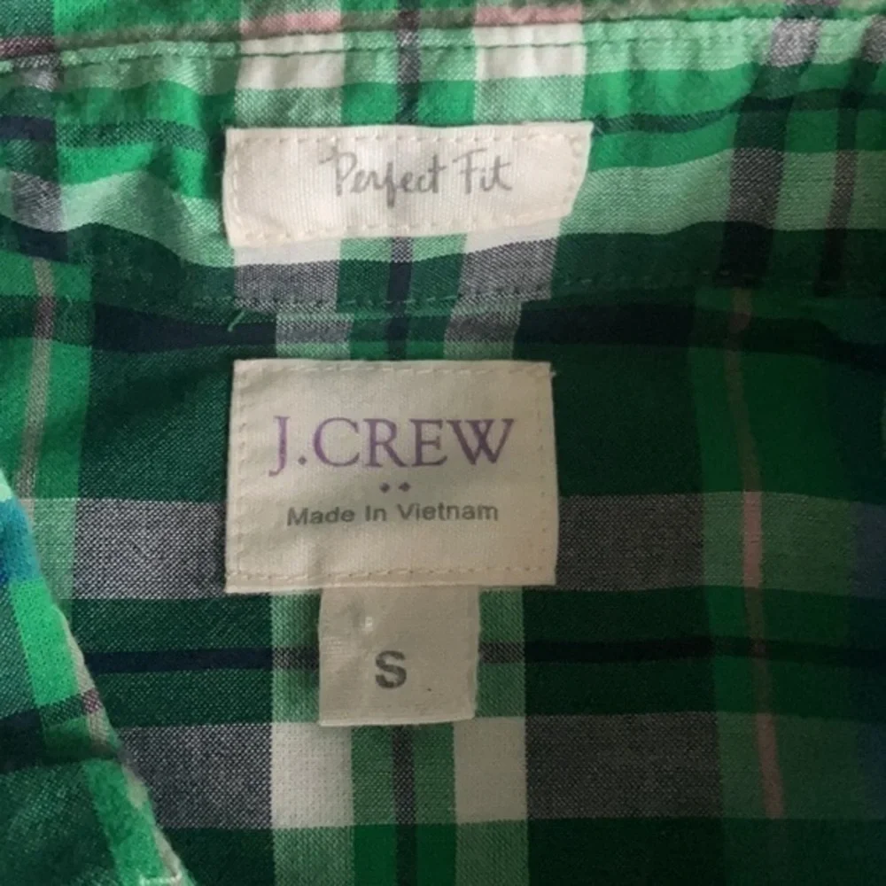 J. Crew top Small green plaid button up